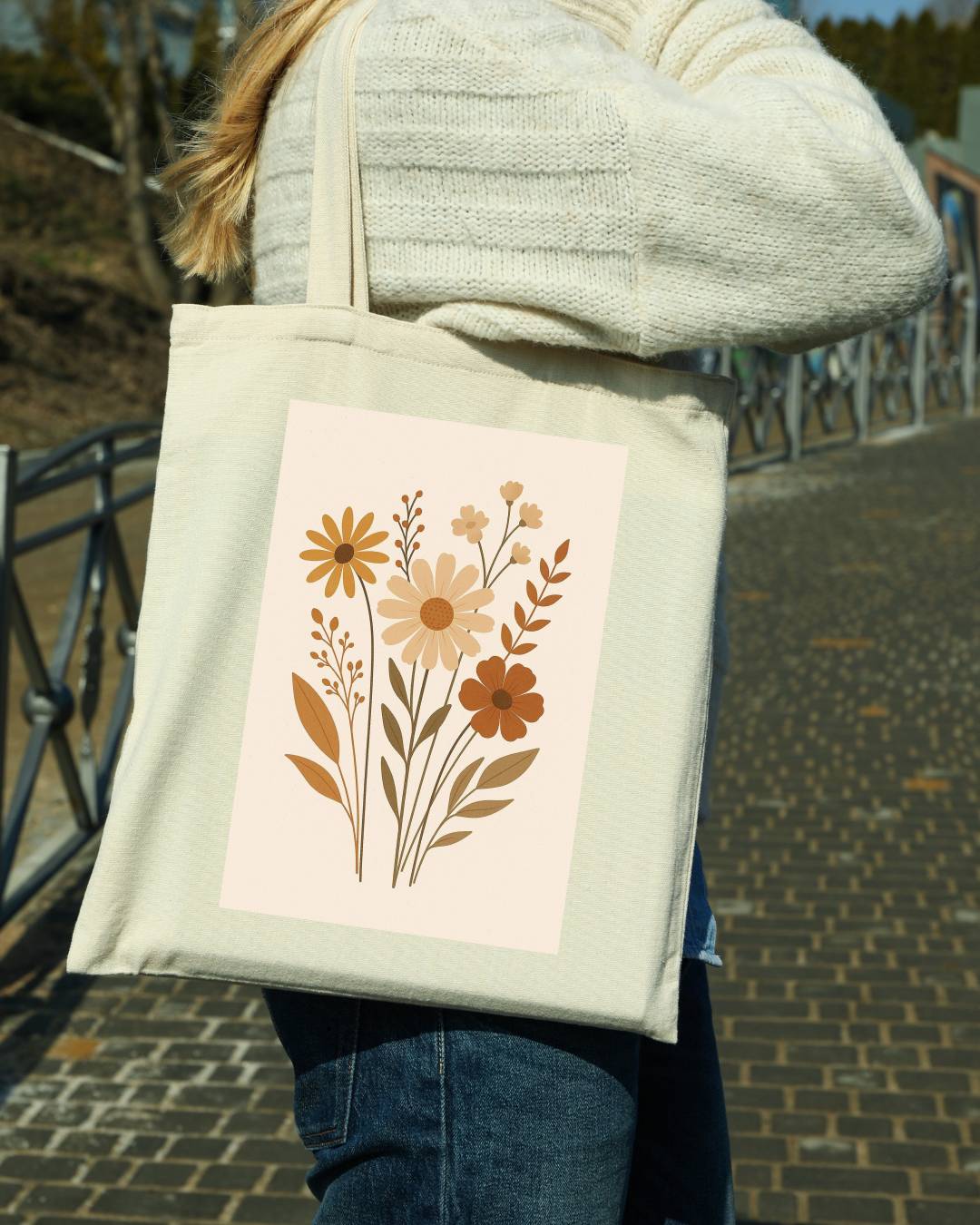 BOHO Aesthetic Tote Bag Zipper