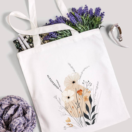 Flowers Aesthetic BOHO Tote Bag Zipper