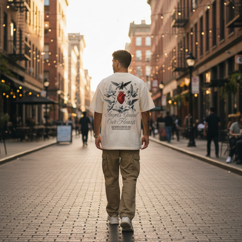 "Angels Guard Our Hearts" Unisex Oversized Classic T-Shirt